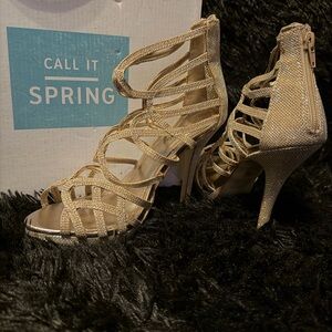 Call It Spring Glittering Gold Heels